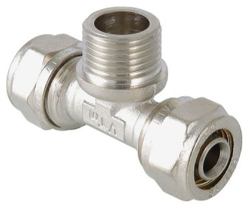 Тройник латунь никелированный VALTEC 3/4" х 20 мм, фото