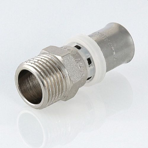 Соединитель латунь никелированный VALTEC VTm.201.N 3/4" х 16 мм, фотография
