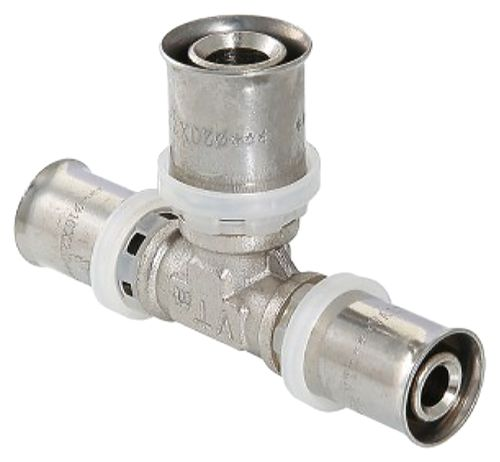 Тройник латунь никелированный VALTEC VTm.231.N 20х16х20 мм, фото