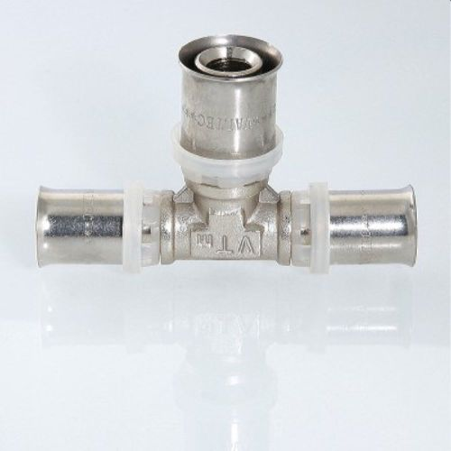 Тройник латунь никелированный VALTEC VTm.231.N 20х16х20 мм, изображение