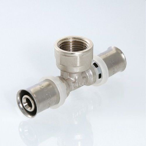 Тройник латунь никелированный VALTEC VTm.232.N 16 х 1/2" х 16 мм, изображение