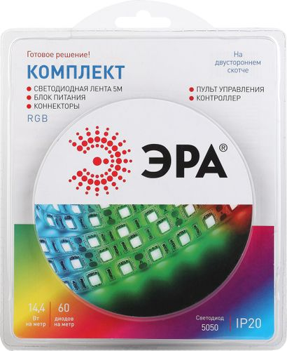 Светодиодная лента ЭРА SMD 5050 60 шт IP20 12B 14,4Вт белый 5 м, фотография