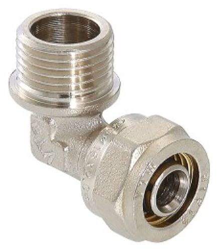 Угольник латунь никелированная VALTEC 3/4 х 20 мм, крупный план