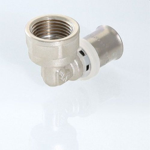 Угольник латунь никелированный VALTEC VTm.252.N 3/4" х 20 мм, крупный план
