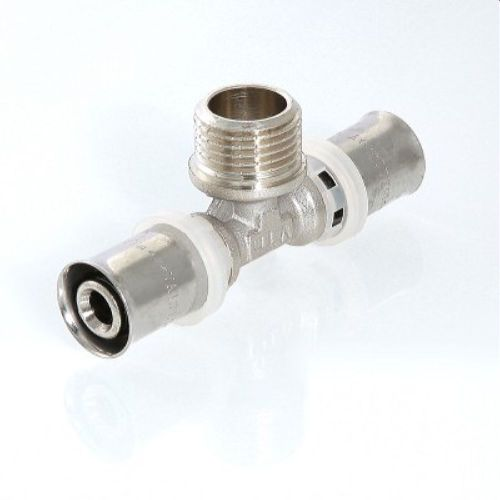 Тройник латунь никелированный VALTEC VTm.232.N 1/2" х 16 мм, фотография