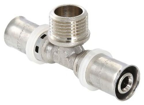 Тройник латунь никелированный VALTEC VTm.232.N 1/2" х 16 мм, фотография