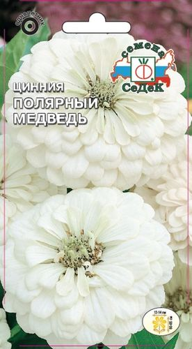 Семена Циннии георгиновидной СеДеК Полярный медведь, 0.2г, изображение