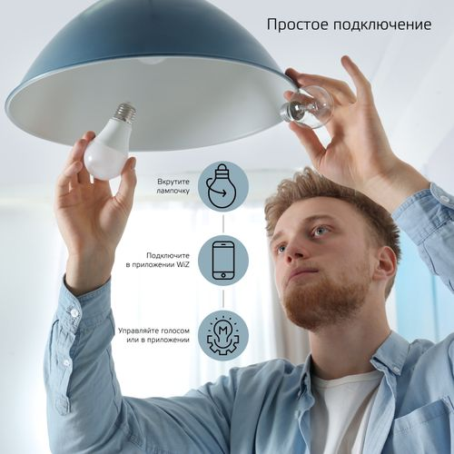 Умная Wi-Fi лампочка GaussSmartHome А60 8,5W  806лм E27 DIM управление голосом/смартфоном, фотография