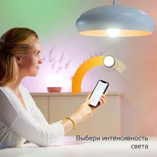Умная Wi-Fi лампочка Gauss Smart Home C37 5W 470лм E14 DIM управление голосом/смартфоном 1/10/40, вид