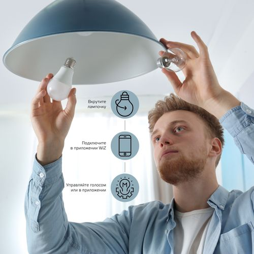 Умная Wi-Fi лампочка Gauss Smart Home C37 5W 470лм E14 RGBW, управление голосом/смартфоном, детальное фото