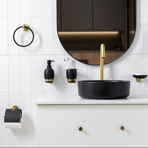 Держатель для туалетной бумаги закрытый Moroshka Oro Nero черный 1 шт, фото