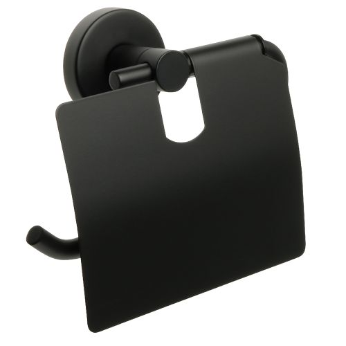 Бумагодержатель с крышкой черный comfort black 15х13х5, фотография