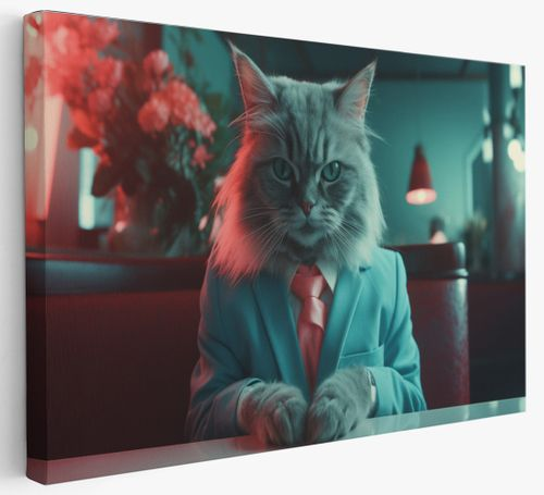 Картина "Кот в кафе", крупный план