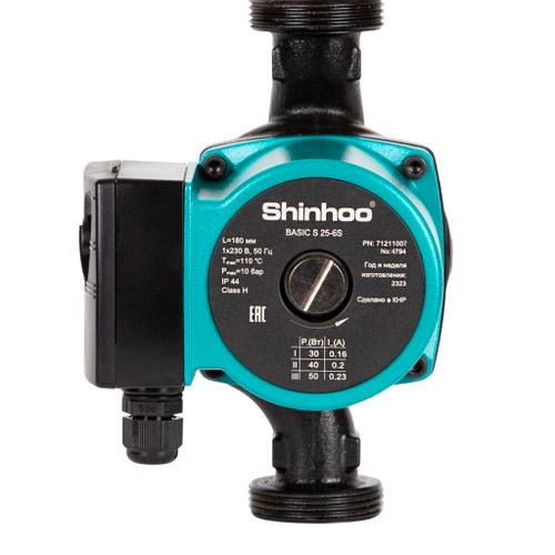 Циркуляционный насос SHINHOO BASIC S 25-6S чугун с нанокерамическим покрытием зеленый, вид