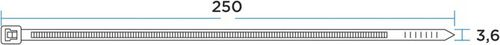 Стяжка нейлоновая 250x3,6 мм белая (100 шт/уп) REXANT, картинка