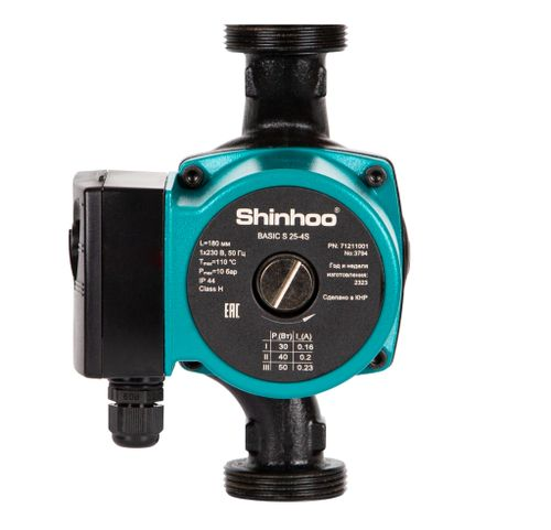 Циркуляционный насос SHINHOO BASIC S 25-4S чугун с нанокерамическим покрытием зеленый, изображение