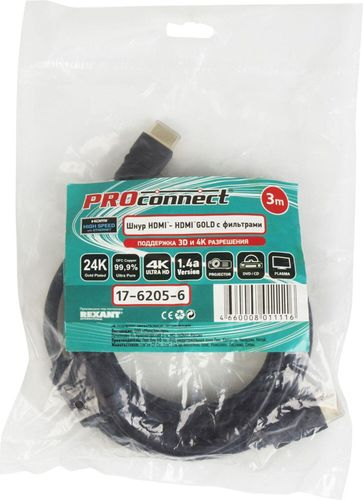 Шнур HDMI-HDMI PROconnect 17-6205-6 черный 3 м, фото