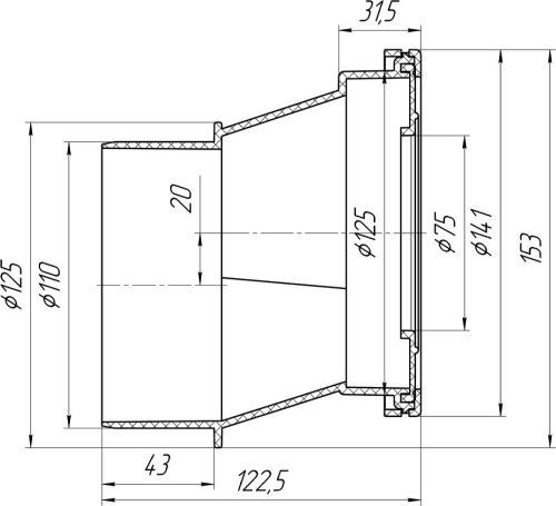 Эксцентрик для унитаза АНИ пласт W0220 124x141 мм, изображение