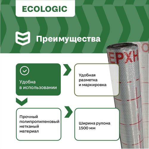 Строительная мембрана гидроизоляционная IZOWAY мембранная 55 г/м² 1,6x18,75 м, изображение