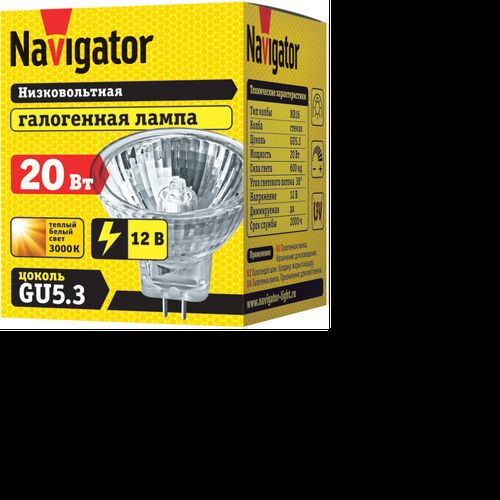 Лампа галогенная Navigator MR16 GU5.3 50ВТ 12V, крупный план