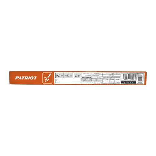 Электроды сварочные PATRIOT, марка МР-3С, диам. 4,0 мм длина 450 мм уп. 1 кг, крупный план