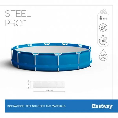 Бассейн каркасный BESTWAY Steel Pro круглый, 366х366х76см, детальное фото