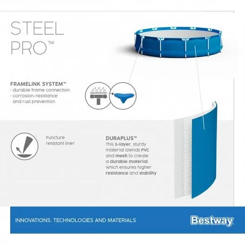 Бассейн каркасный BESTWAY Steel Pro круглый, 366х366х76см, вид