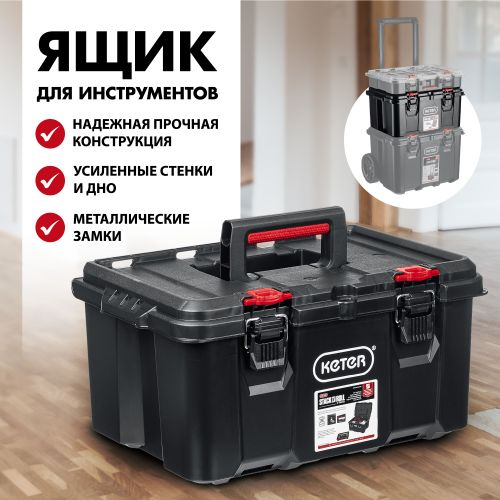 Ящик пластиковый для инструмента KETER STACKNROLL 525х345х260 мм, крупный план