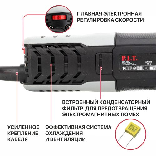 Шлифмашина угловая электрическая P.I.T. PWS125-C12 1000 Вт, 125 мм, картинка