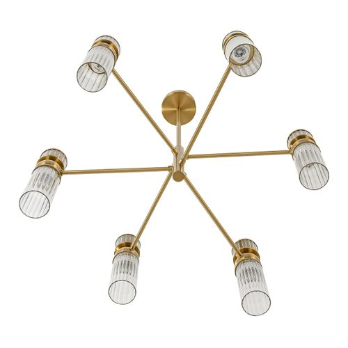 Люстра Moderni E14 6х40W 220V Denver металл/стекло латунь/прозрачный, вид
