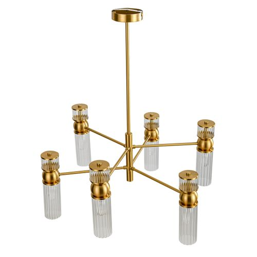 Люстра Moderni E14 6х40W 220V Denver металл/стекло латунь/прозрачный, картинка