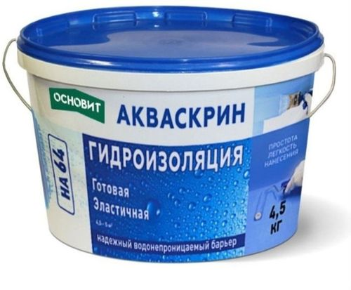 Готовая эластичная гидроизоляция ОСНОВИТ Акваскрин HA64 4,5 кг, детальное фото