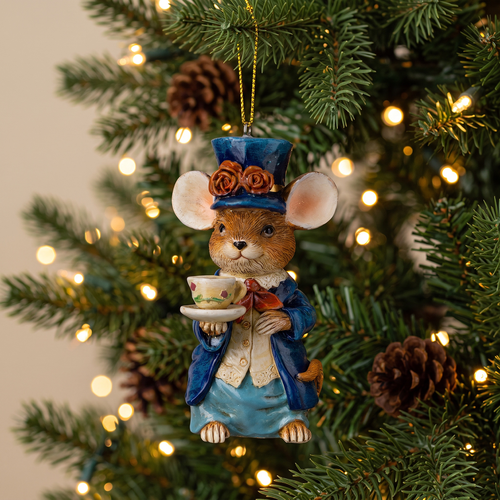 Украшение ErichKrause Decor классика, Мышь на чаепитии, 5х5х10см, детальное фото