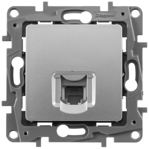 Розетка RJ-11 1 пост Legrand Etika алюминий, картинка