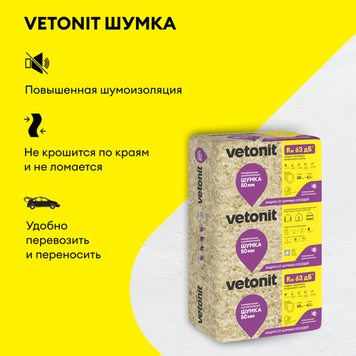 Шумоизоляция Vetonit Шумка-50x610x1000/Е, крупный план