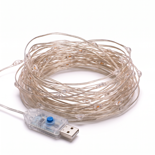 Гирлянда Светодиодный дождь из росы 3х3м, теплый белый, USB + пульт управления, с крючками для крепления NEON-NIGHT, фотография