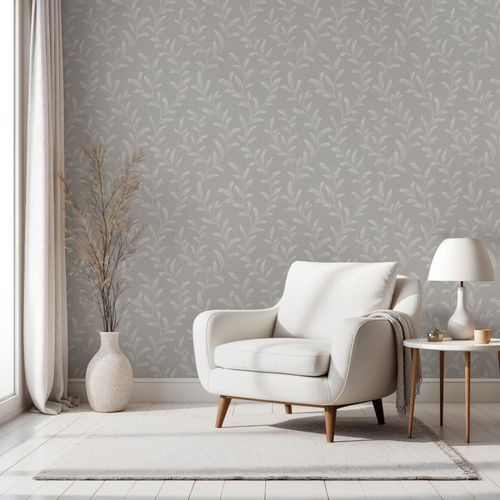 Виниловые обои WALLSECRET shalfey 9106-24 серые 1,06х10,05 м, детальное фото