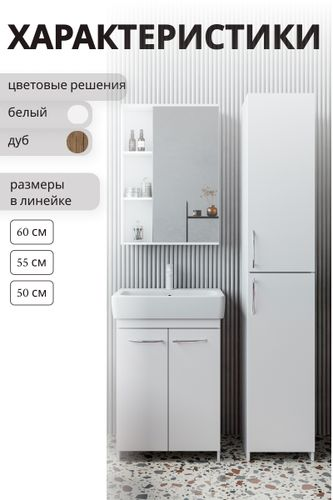 Зеркальный шкаф Тирель навесной 72,2x50 см белый, вид