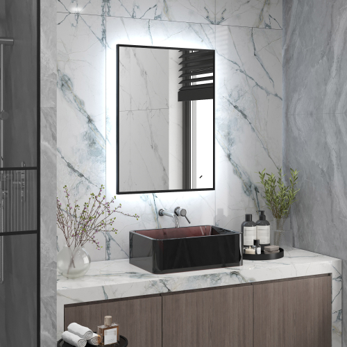 Зеркало "Tivona Black Led" 600х800 с реверсивным креплением и бесконтактным сенсором, картинка