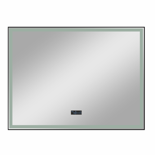 Зеркало "Sten Black Led" 800х600 с LCD часами с сенсорными кнопками и функцией антизапотевания, детальное фото