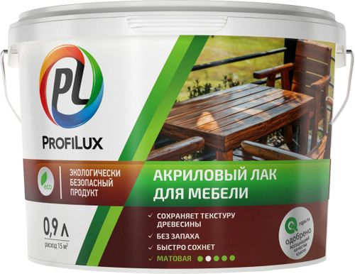 Лак мебельный Profilux бесцветный матовый 0,9 л, детальное фото