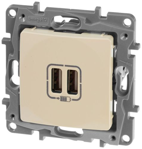 Розетка USB 2 поста Legrand Etika слоновая кость, фотография