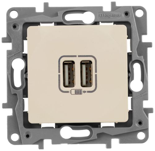 Розетка USB 2 поста Legrand Etika слоновая кость, картинка