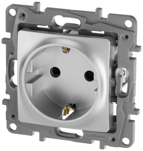 Розетка электрическая Legrand Etika 672422 алюминий, изображение
