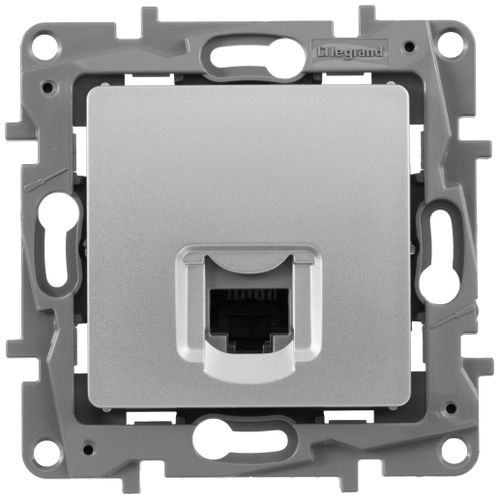 Розетка RJ-45 1 пост Legrand Etika алюминий, фотография