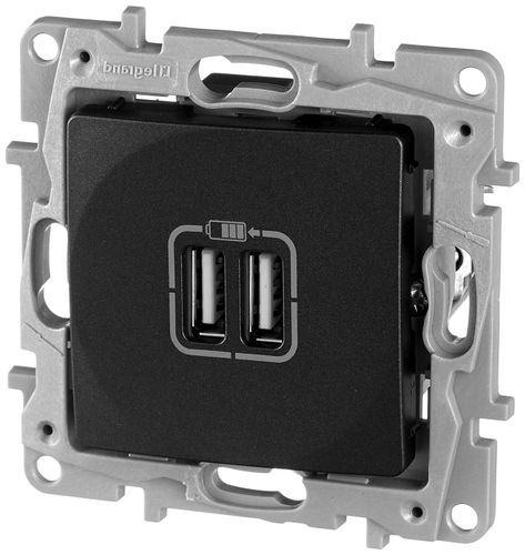 Розетка USB 2 поста Legrand Etika антрацит, фото