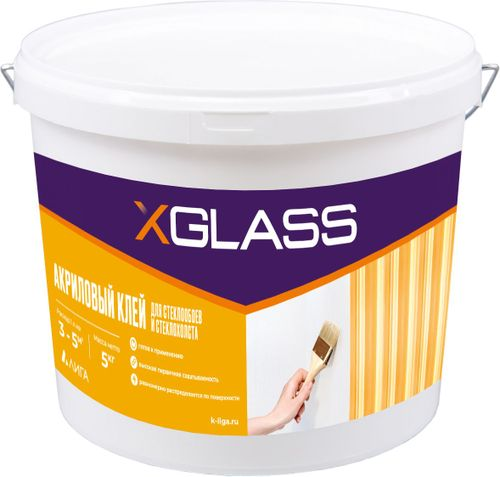 Клей акриловый для стеклообоев и стеклохолста X-Glass 5 кг ведро, крупный план