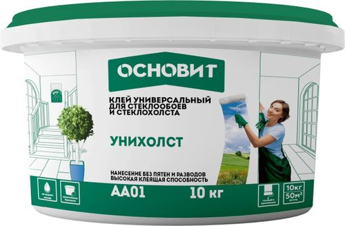 Клей для стеклохолста и стеклообоев ОСНОВИТ УНИХОЛСТ АА01, 10 кг, детальное фото