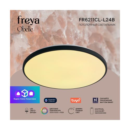 Светильник потолочный Freya Obelle L24B черный металл/акрил, LEDх24, 5,5x30x30 см, крупный план