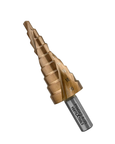 Сверло ступенчатое VERTEXTOOLS кобальт р6м5к5 4х20 мм, детальное фото